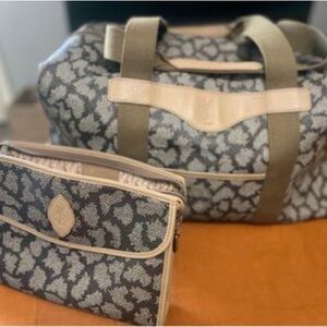 Yves Saint Laurent Giraffe Print Duffle and Pouch Bundle
